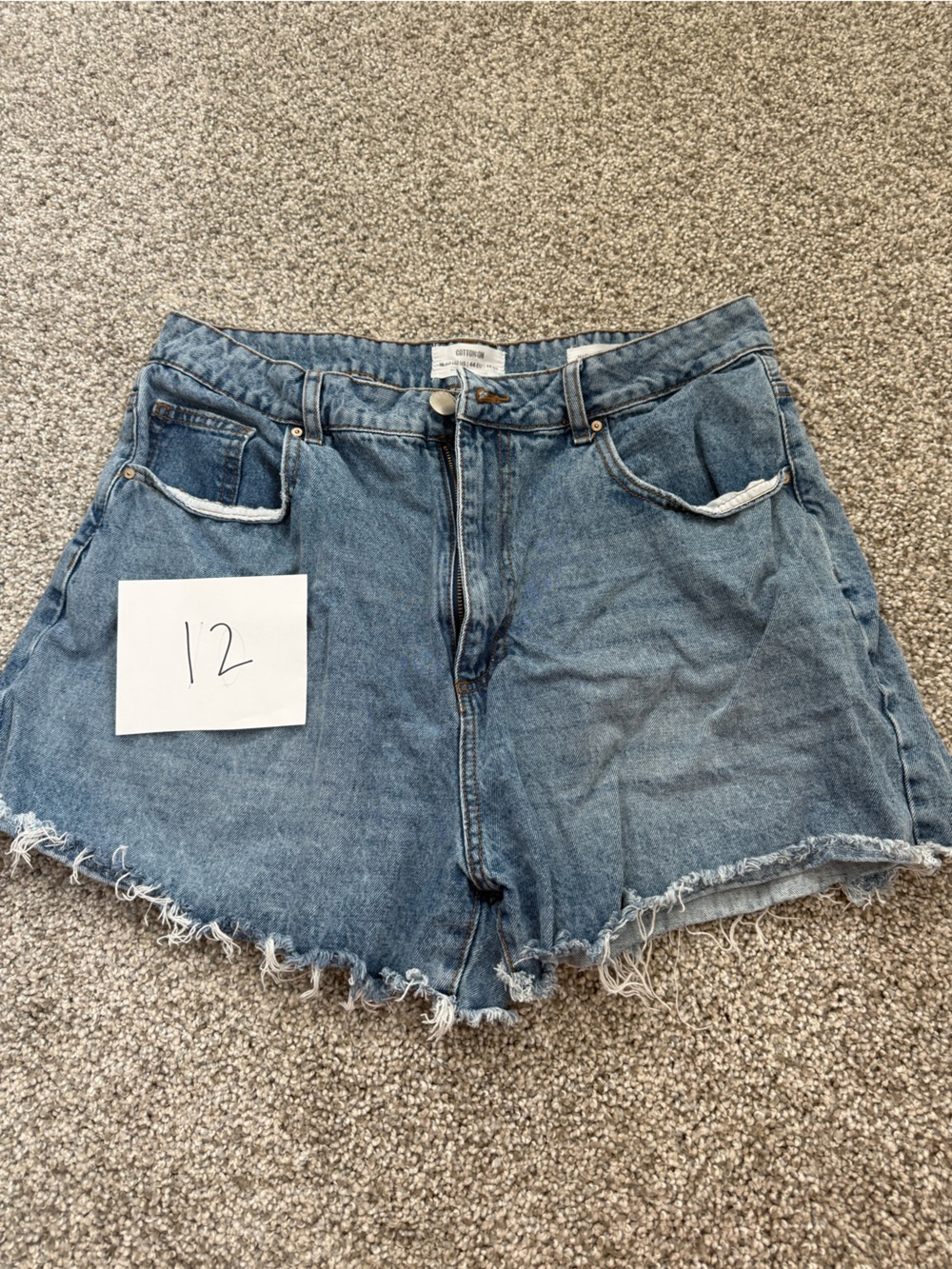 Cotton On Blue High-Waist Distressed Denim Shorts
